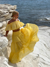 Load image into Gallery viewer, GYPSETTE MAXI SKIRT WITH 6 mtrs volant/ sunny yellow cotton voile