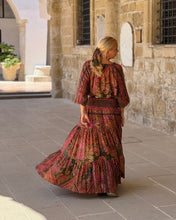 Load image into Gallery viewer, GYPSETTE MAXI SKIRT / tourmaline print+ golden thread