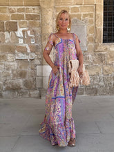 Load image into Gallery viewer, BAGGY MAXI DRESS with 6 mtrs ruffle/ pastel oriental print
