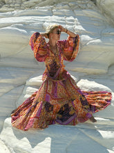 Load image into Gallery viewer, GYPSETTE MAXI SKIRT/ dpicy orange oriental print
