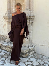 Load image into Gallery viewer, 4 SLIM MAXI SKIRT/ chocolate brown linen jersey