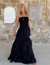 Load image into Gallery viewer, LA ISLA MAXI DRESS/ black cotton voile
