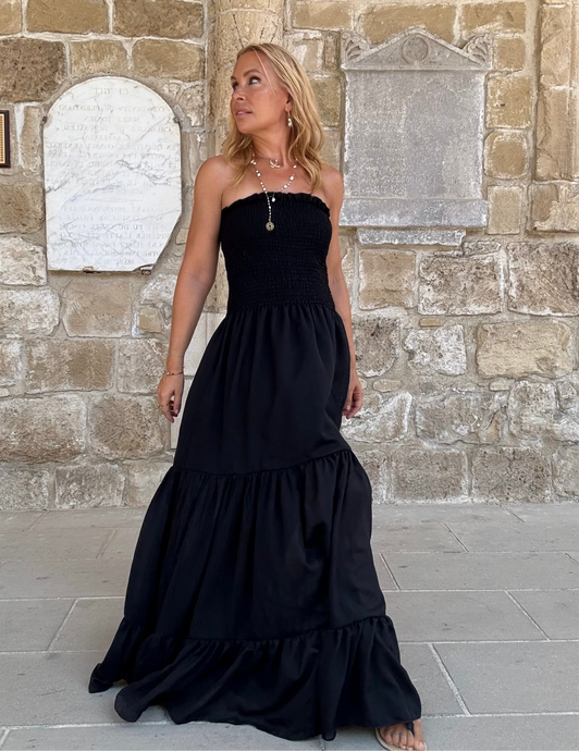 LA ISLA MAXI DRESS/ black cotton voile