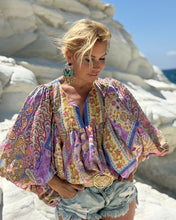 Load image into Gallery viewer, THALASSA BLOUSE / oriental print pastel lilac + butter yellow