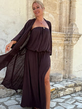 Load image into Gallery viewer, 8 KIMONO COAT / chocolate brown linen jersey