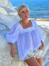 Load image into Gallery viewer, CARO BLOUSE / white cotton voile with cotton lace