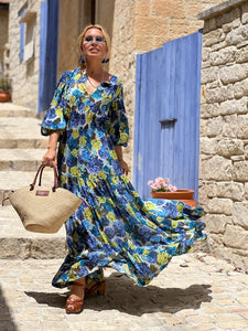 BOHOSOUL MAXI DRESS/ blue floral print