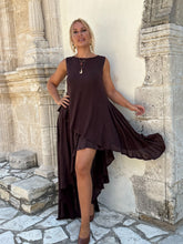 Load image into Gallery viewer, 2 TOP / asymetrical , chocolate brown linen jersey