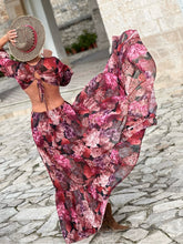 Load image into Gallery viewer, NUSA MAXI DRESS/ red and pink floral chiffon