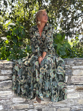 Load image into Gallery viewer, HIPPIE FLARE MAXI DRESS/ green paisley