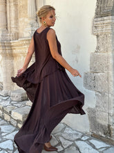 Load image into Gallery viewer, 2 TOP / asymetrical , chocolate brown linen jersey