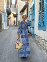 Load image into Gallery viewer, HIPPIE MAXI DRESS / navy blue floral print