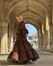 Load image into Gallery viewer, YASMINE MAXI DRESS/ chocolate brown bold lace