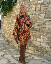 Load image into Gallery viewer, TWIGGY MINI DRESS/ 60’s style print jeans PRE ORDER