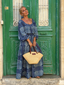 CARO MAXI DRESS/ navy blue floral print