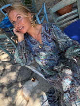Load image into Gallery viewer, NOMAD MAXI DRESS/ brown and blue paisley
