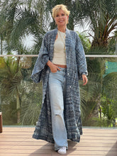 Load image into Gallery viewer, TWEED COAT / denim blue melange silk