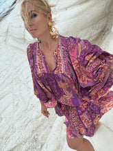 Load image into Gallery viewer, RUFFLE MINI SKIRT/ amethyst purple oriental print
