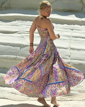 Load image into Gallery viewer, LA ISLA STRAPLESS DRESS/ oriental pastel print violet +butter yellow