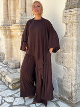 Load image into Gallery viewer, 8 KIMONO COAT / chocolate brown linen jersey