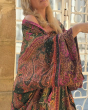 Load image into Gallery viewer, KIMONO BLOUSE / tourmaline print with golden thread