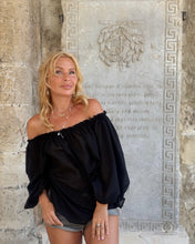 Load image into Gallery viewer, CARMEN BLOUSE/ black cotton voile