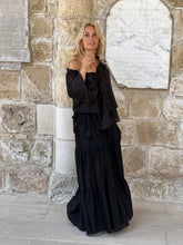 Load image into Gallery viewer, GYPSETTE MAXI SKIRT / black cotton voile