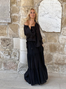 GYPSETTE MAXI SKIRT / black cotton voile