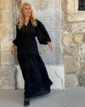 Load image into Gallery viewer, BOHOSOUL MAXI DRESS / black cotton voile