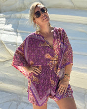 Load image into Gallery viewer, SHORT KIMONO/ amethyst purple oriental print