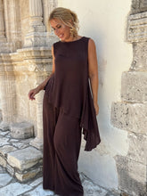 Load image into Gallery viewer, 2 TOP / asymetrical , chocolate brown linen jersey