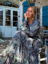 Load image into Gallery viewer, NOMAD MAXI DRESS/ brown and blue paisley