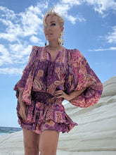 Load image into Gallery viewer, RUFFLE MINI SKIRT/ amethyst purple oriental print