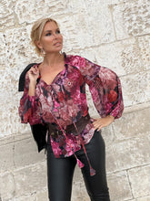 Load image into Gallery viewer, YASMINE BLOUSE / red and pink floral chiffon