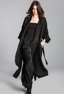 TWEED KIMONO COAT/ sparkling black