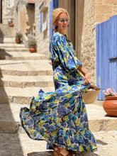 Load image into Gallery viewer, BOHOSOUL MAXI DRESS/ blue floral print