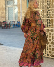 Load image into Gallery viewer, THALASSA MAXI DRESS/ tourmaline print with golden thread