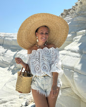 Load image into Gallery viewer, CARMEN BLOUSE / cream white embroidered cotton