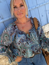 Load image into Gallery viewer, DREAM BLOUSE / brown and blue paisley