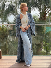 Load image into Gallery viewer, TWEED COAT / denim blue melange silk