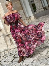 Load image into Gallery viewer, FLAMENCO MAXI DRESS/ red and pink floral chiffon