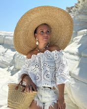 Load image into Gallery viewer, CARMEN BLOUSE / cream white embroidered cotton
