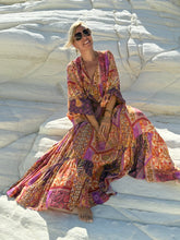 Load image into Gallery viewer, GYPSETTE MAXI SKIRT/ dpicy orange oriental print