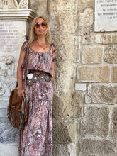 Load image into Gallery viewer, KARIATIDE MAXI DRESS/ Cafe Latte:  beige+dusty rose silk