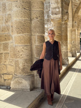 Load image into Gallery viewer, UPTOWN SKIRT 7/8 / milk chocolate brown satin