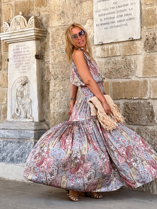 KARIATIDE MAXI DRESS/ Cloudy Blue : pastel colours silk