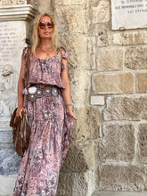 Load image into Gallery viewer, KARIATIDE MAXI DRESS/ Cafe Latte:  beige+dusty rose silk