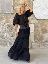 Load image into Gallery viewer, GYPSETTE MAXI SKIRT / black cotton voile