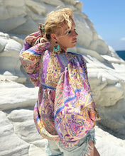 Load image into Gallery viewer, THALASSA BLOUSE / oriental print pastel lilac + butter yellow
