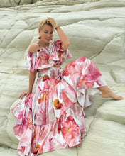 Load image into Gallery viewer, A SET: FLAMENCO TOP+GYPSETTE MAXI SKIRT/ blush pink xl flowers